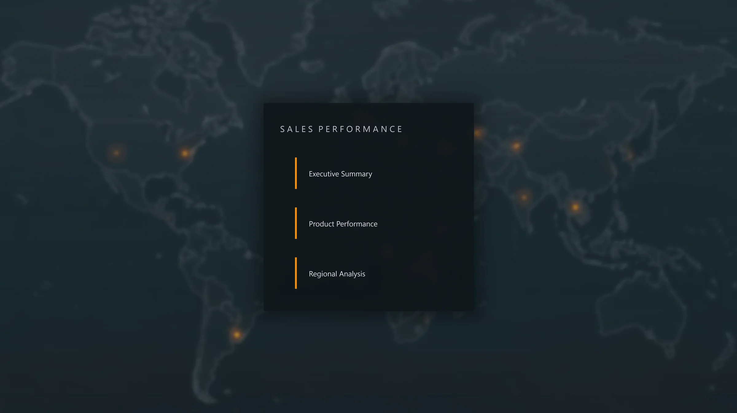 Sales Performance navigation page